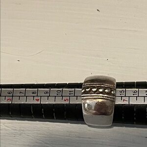 Silver Band Ring with Beaded Design
